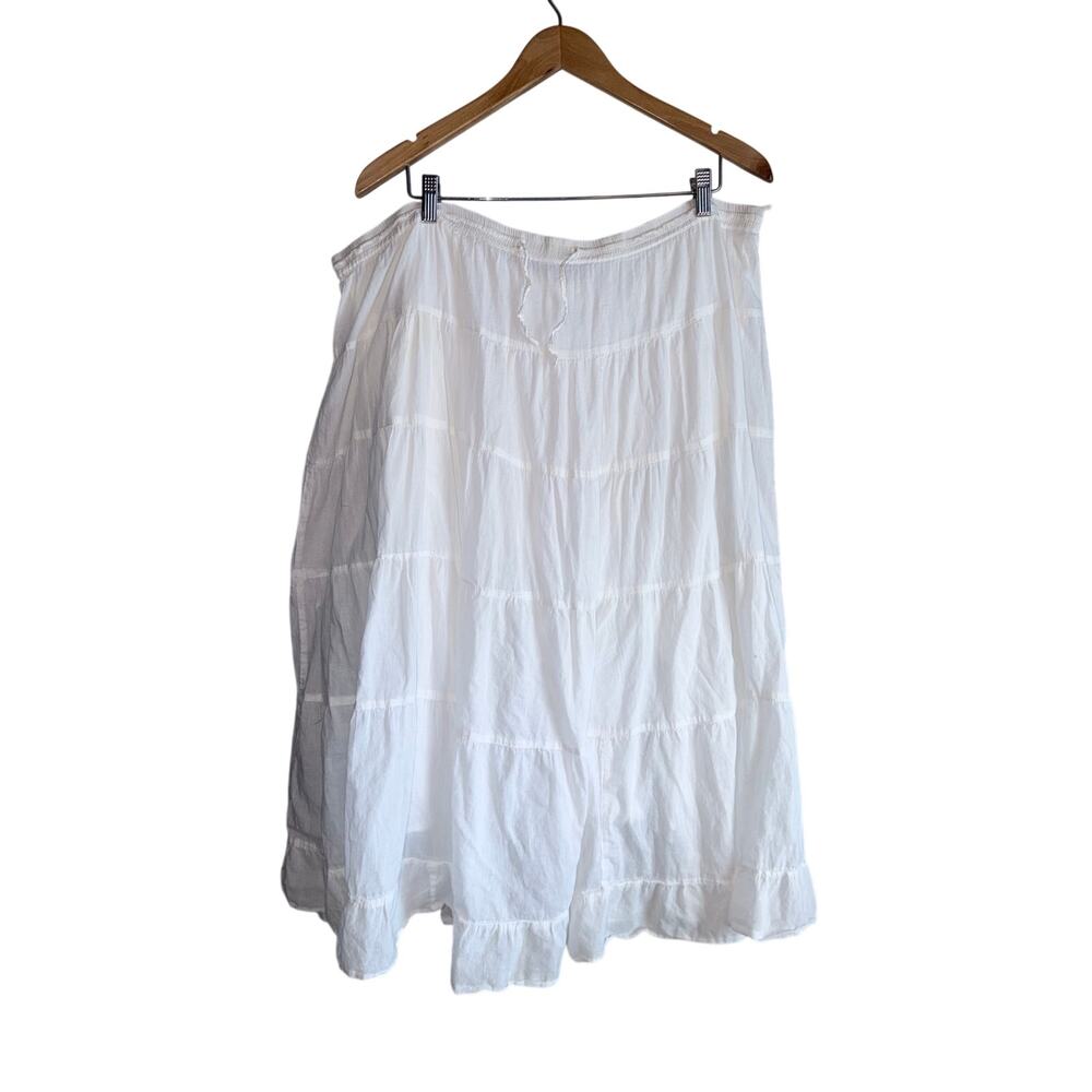 Vintage Jane Ashley white tiered maxi skirt boho XL 100% cotton festival concert